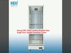 500L mạnh mẽ trực tiếp làm mát thủy tinh Templed cửa duy nhất thẳng đứng Showcase Cooler