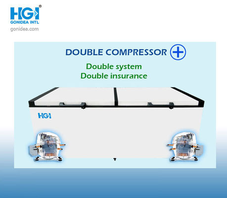Cửa trượt 240V H86.6 inch Tủ đông lồng ngực sâu Dung tích lớn 1100L