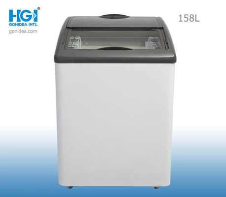 158 Ltr Cửa kính cong Tủ đông lạnh Siêu thị CB trưng bày Tủ đông kem