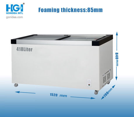 Trưng bày Tiết kiệm năng lượng Tủ đông ngang ngực 14,8 Cf Cửa kính trượt Vỏ trắng