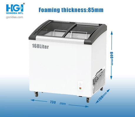 Tủ lạnh đựng kem bằng kính cong thương mại 168 lít