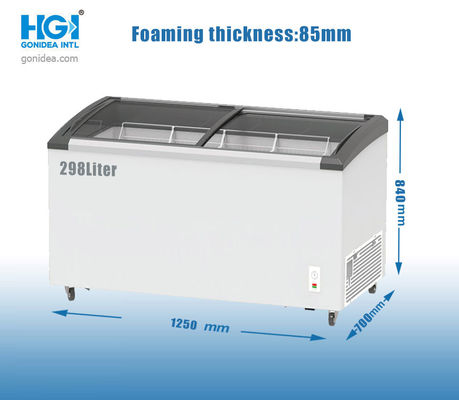 Kính cong Top Deep Chest Freezer Thương mại 10,5 CUFT cho trung tâm mua sắm